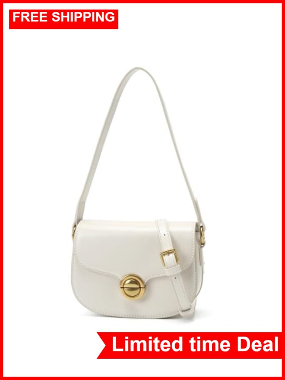 Women's Small Crossbody Bag Saddle Shape PU Leather Adjustable Strap